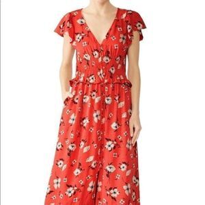 Rebecca Taylor daniela smocked floral red dress